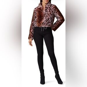 KENDALL KYLIE Vegan Fur Pink Leopard Jacket Size XS NWOT
